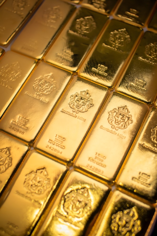 Gold bars on a table for precious metal refining